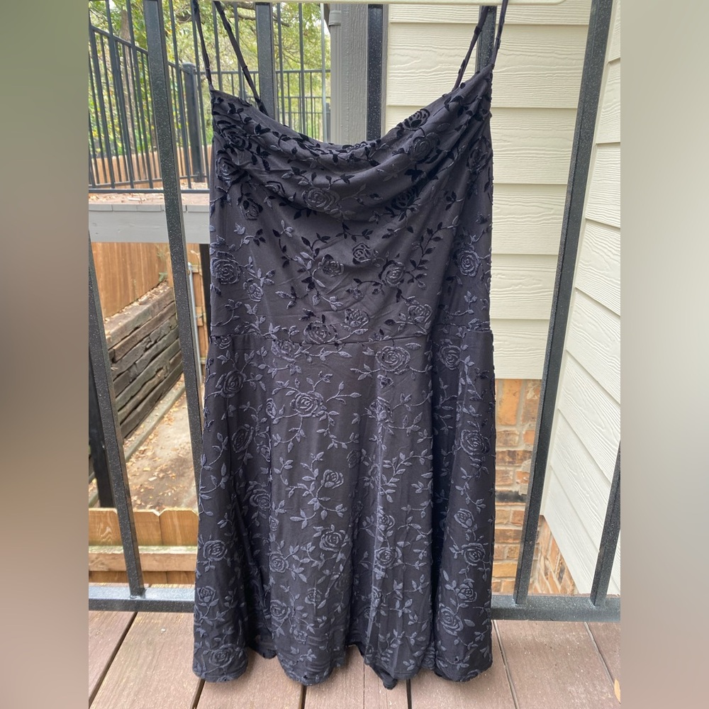 Rewind Black Floral Short Dress